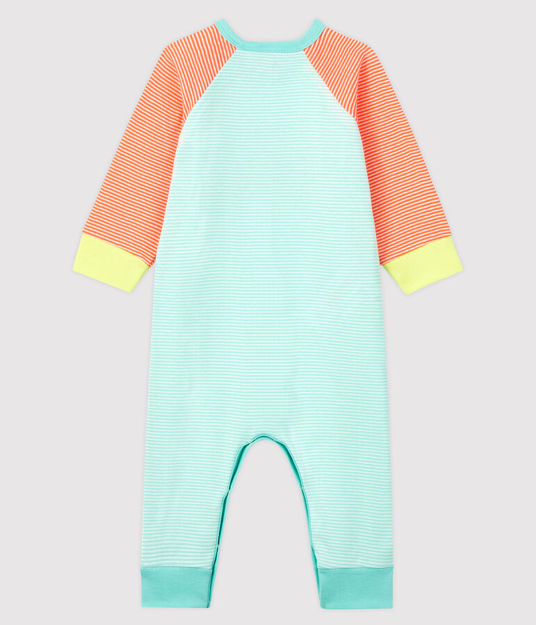 Strampler ohne Fu&szlig; aus Rippstrick orange CORAL/weiss MARSHMALLOW