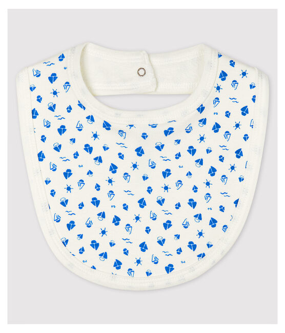 Baby-Lätzchen aus Bio-Baumwolle weiss MARSHMALLOW/blau COOL