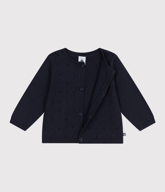 Baby-Cardigan aus einfarbigem Baumwollstrick blau SMOKING