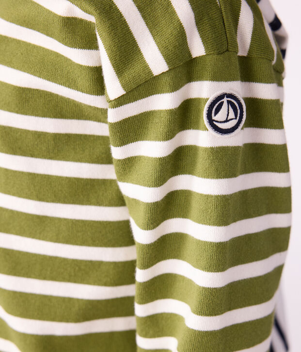 Kinder-Streifenshirt Marini&egrave;re aus Baumwolle gr&uuml;n/naturfarben