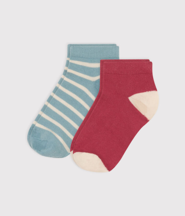 2er-Set gestreifte Kindersocken aus Baumwolljersey vielfarbig