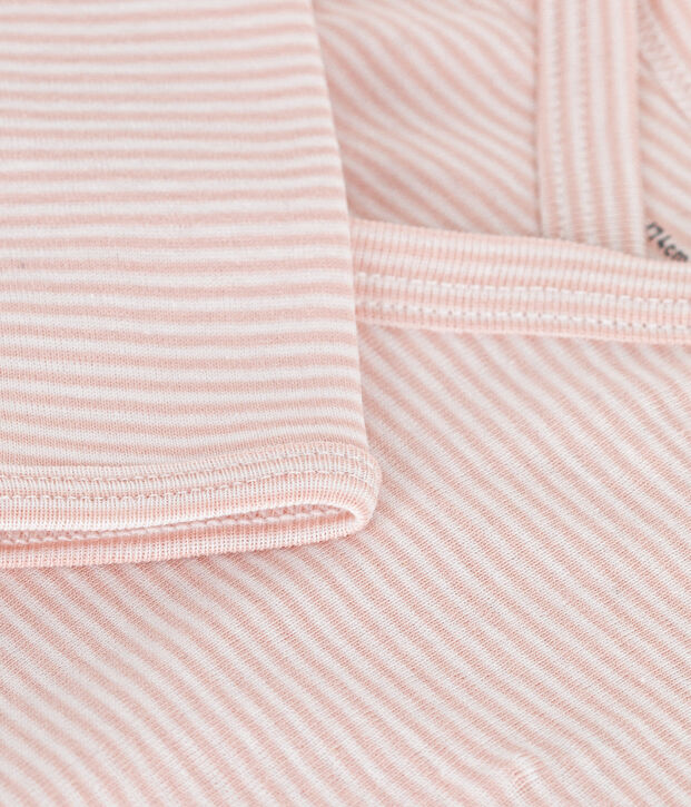 Lang&auml;rmeliger Baby-Wickelbody aus Baumwolle rosa/weiss