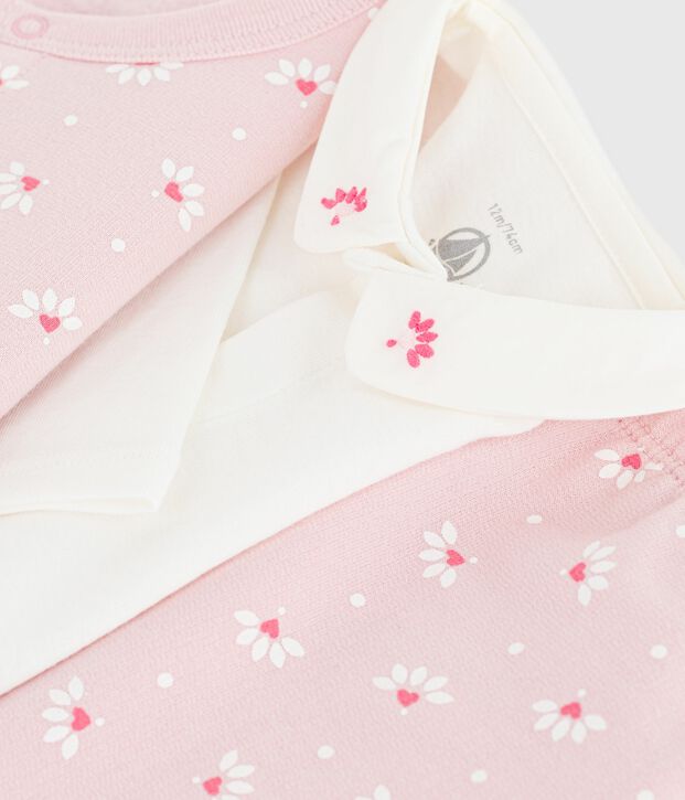 3-teiliges Baby-Set mit Herz- und Blumenmotiv und bestickter Body rosa/vielfarbig