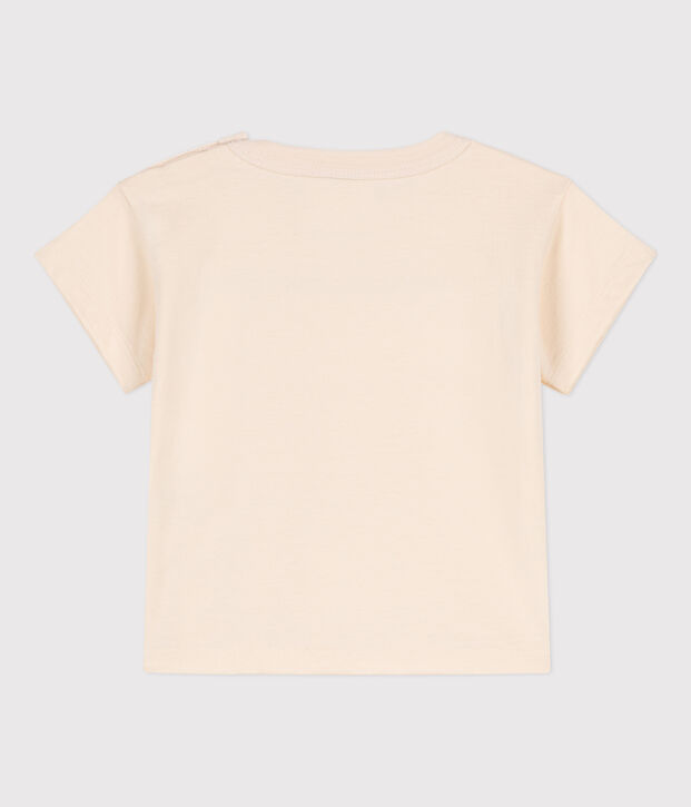 Kurz&auml;rmeliges Baby-T-Shirt aus besticktem Jersey naturfarben