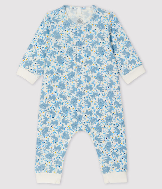 Langoverall mit Koala-Motiv für Jungen aus Rippstrick weiss MARSHMALLOW/weiss MULTICO