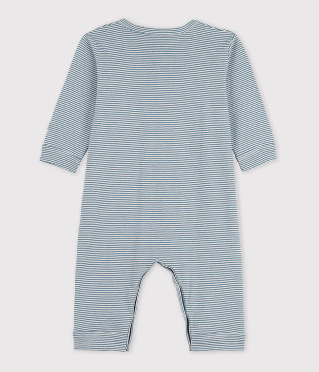 Fu&szlig;loser Baby-Strampler aus Baumwolle mit Ringelstreifen blau/weiss