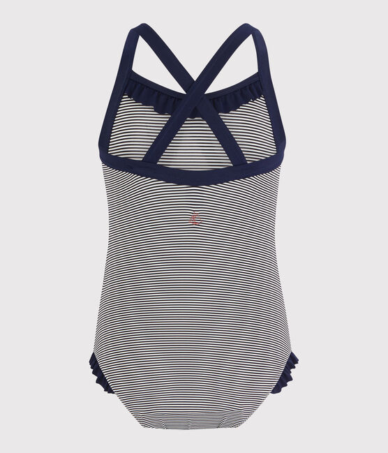Kinderbadeanzug für Mädchen blau ABYSSE/weiss LAIT