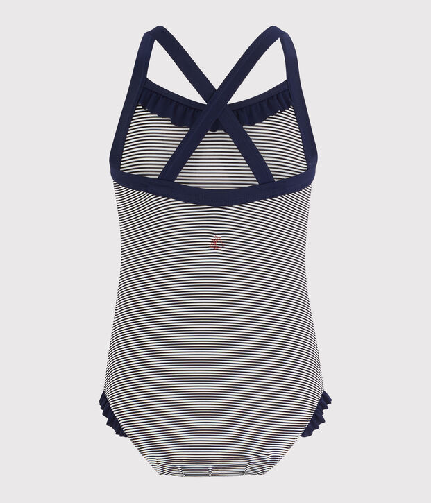 Kinderbadeanzug f&uuml;r M&auml;dchen blau/weiss