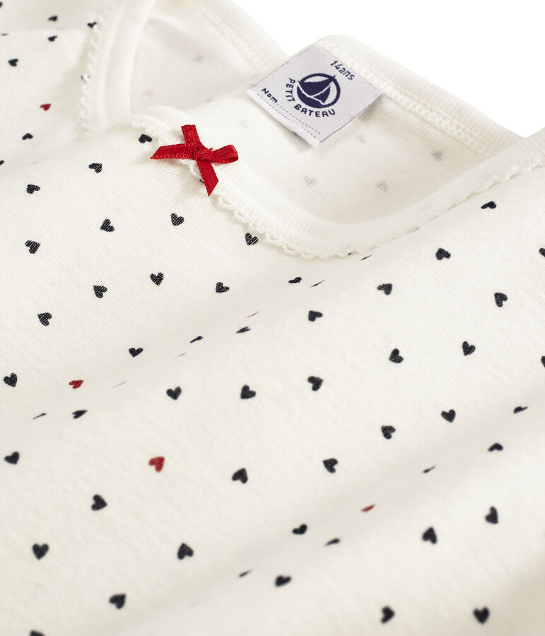 Rippstrick-Pyjama f&uuml;r M&auml;dchen weiss/vielfarbig