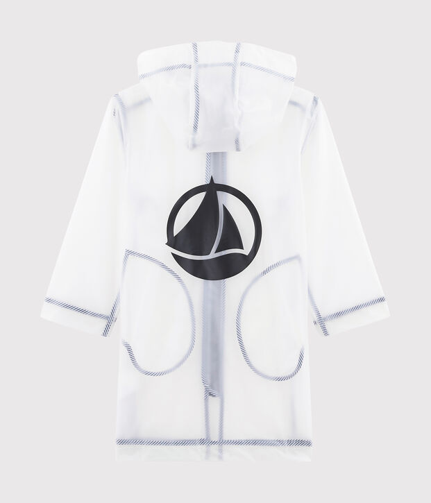 Lange, transparente Kinder-Regenjacke Unisex blau