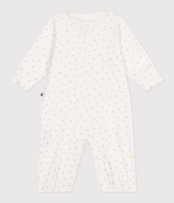 Baby-Kombi-Overall aus Baumwolle mit Kragen und kleinen Herzen weiss MARSHMALLOW/weiss MULTICO