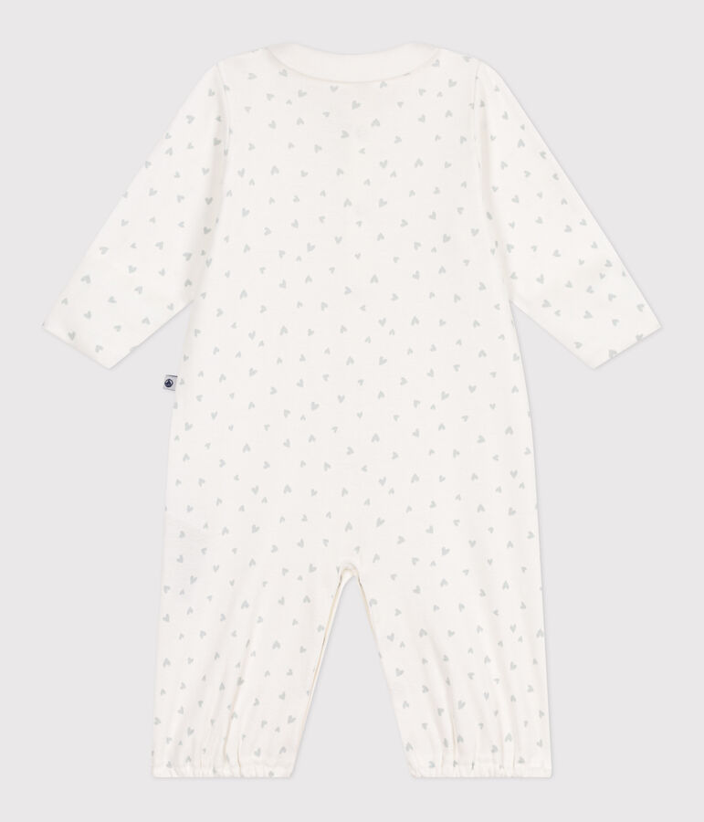 Baby-Kombi-Overall aus Baumwolle mit Kragen und kleinen Herzen weiss/vielfarbig