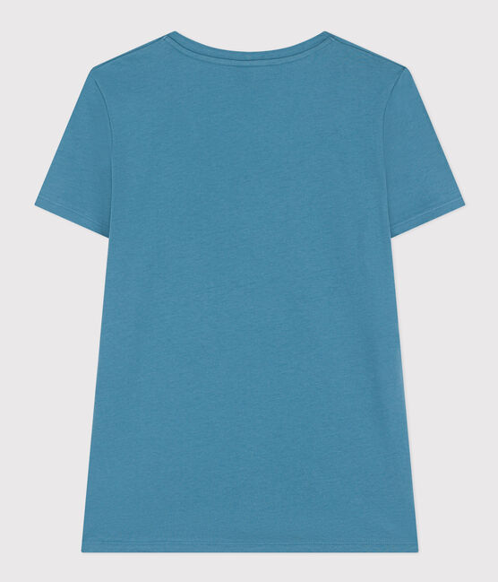 Damen-T-Shirt LE DROIT aus Baumwolle mit V-Ausschnitt blau POLOCHON