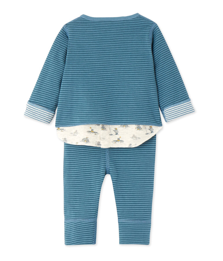 Dreiteiliges Baby-Jungen-Ensemble gr&uuml;n/blau