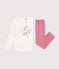 Kinder-Pyjama aus Baumwolle mit Drachenmotiv rosa/weiss