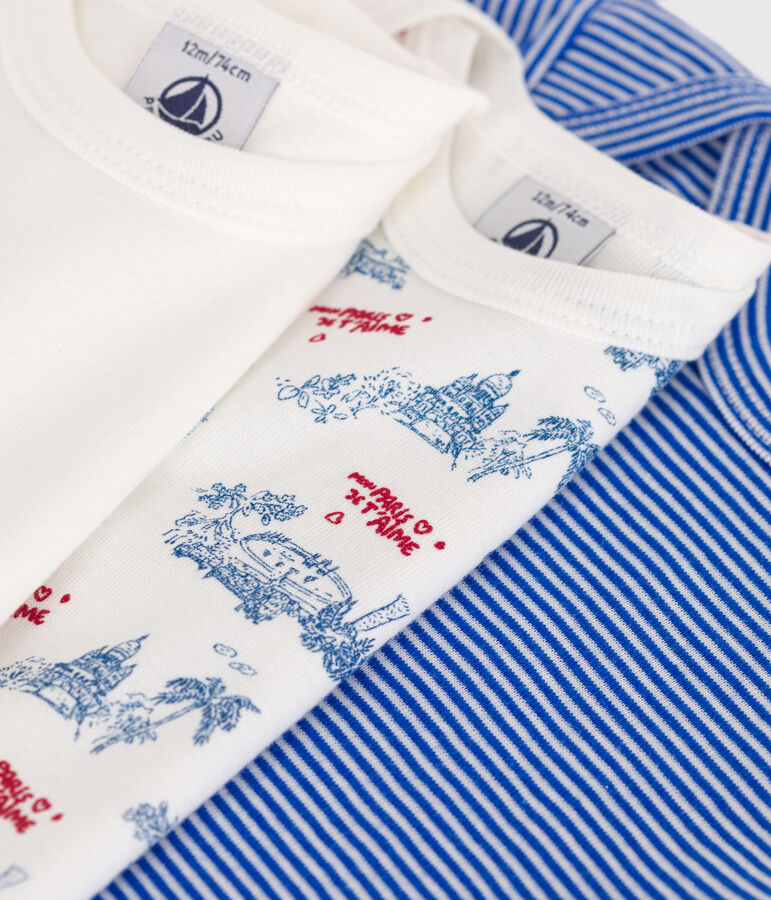 3er-Set kurz&auml;rmelige Strampler aus Baumwolle mit Paris-Motiv variante 1