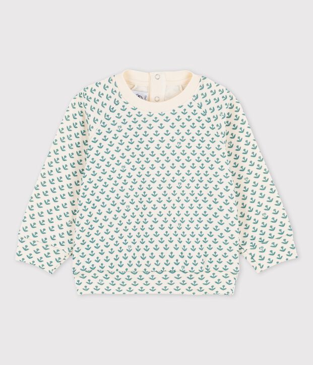 Baby-Sweatshirt aus Doppeljersey naturfarben/gr&uuml;n