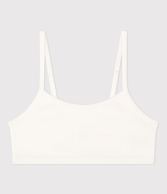 Unifarbenes Damen-Bustier aus Baumwolle und Elastan weiss MARSHMALLOW