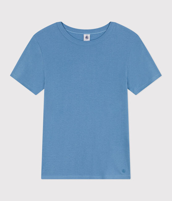 Damen-T-Shirt L'Iconique aus einfarbiger Baumwolle blau ALASKA