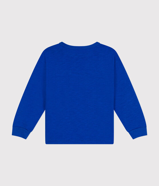 Langärmeliges Kinder-T-Shirt aus geflammten Jersey für Jungen blau CALVIN