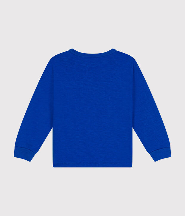 Lang&auml;rmeliges Kinder-T-Shirt aus geflammten Jersey f&uuml;r Jungen blau