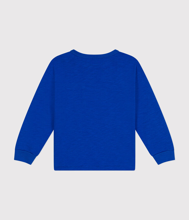Lang&auml;rmeliges Kinder-T-Shirt aus geflammten Jersey f&uuml;r Jungen blau