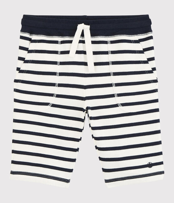 Bermudas aus Baumwolle für Jungen weiss MARSHMALLOW/blau SMOKING