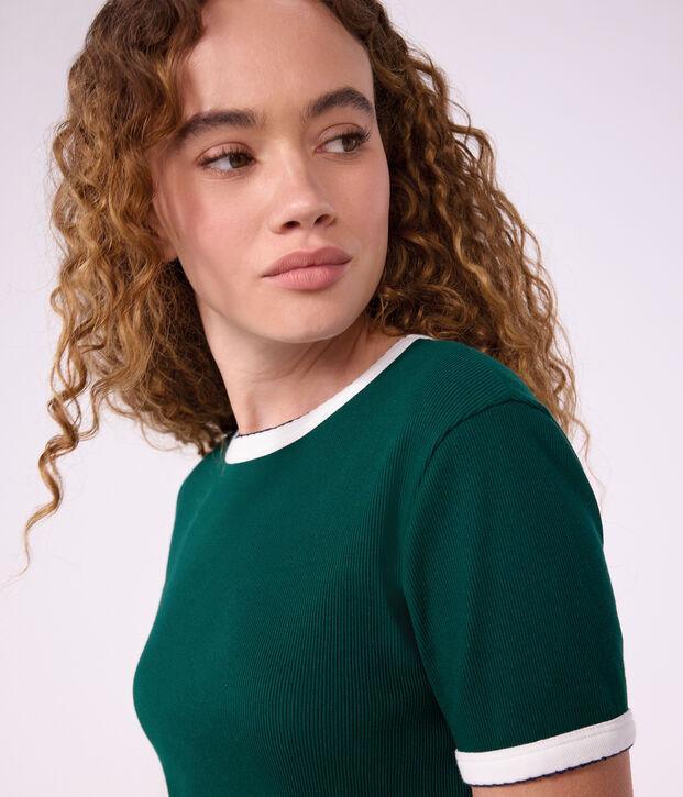 Kurz&auml;rmeliges Damen T-Shirt aus einfarbiger Baumwolle TREE