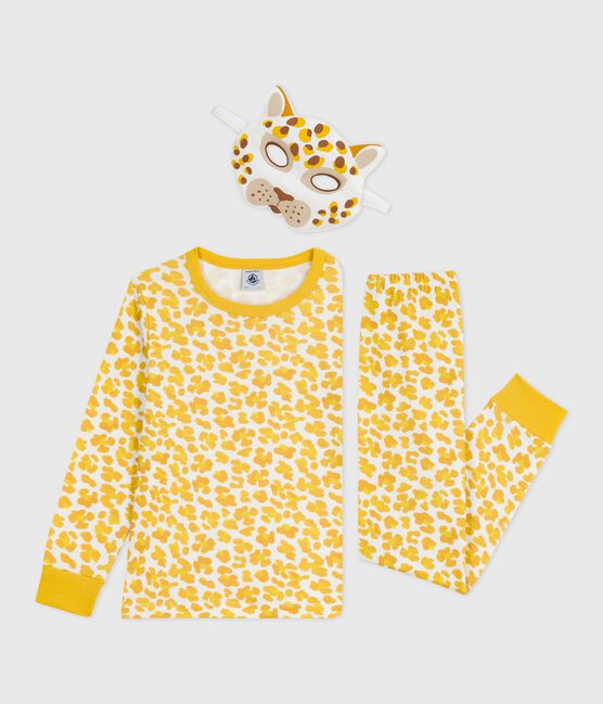 Kinder-Pyjama zum Verkleiden aus Baumwolle mit Leoparden-Motiv weiss MARSHMALLOW/weiss MULTICO