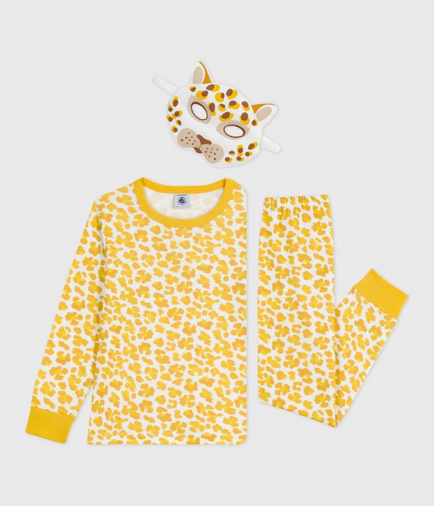 Kinder-Pyjama zum Verkleiden aus Baumwolle mit Leoparden-Motiv weiss/vielfarbig