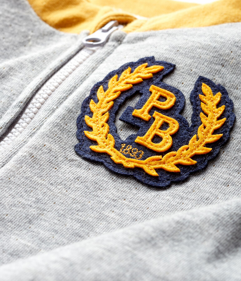 Baby-Cardigan aus Doppeljersey mit Rei&szlig;verschluss f&uuml;r Jungen grau/gelb