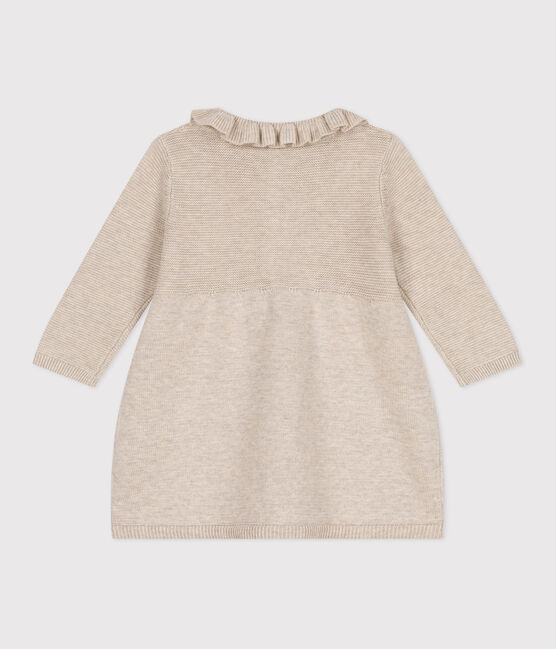 Langärmeliges Baby-Kleid aus Baumwollstrick beige MONTELIMAR CHINE