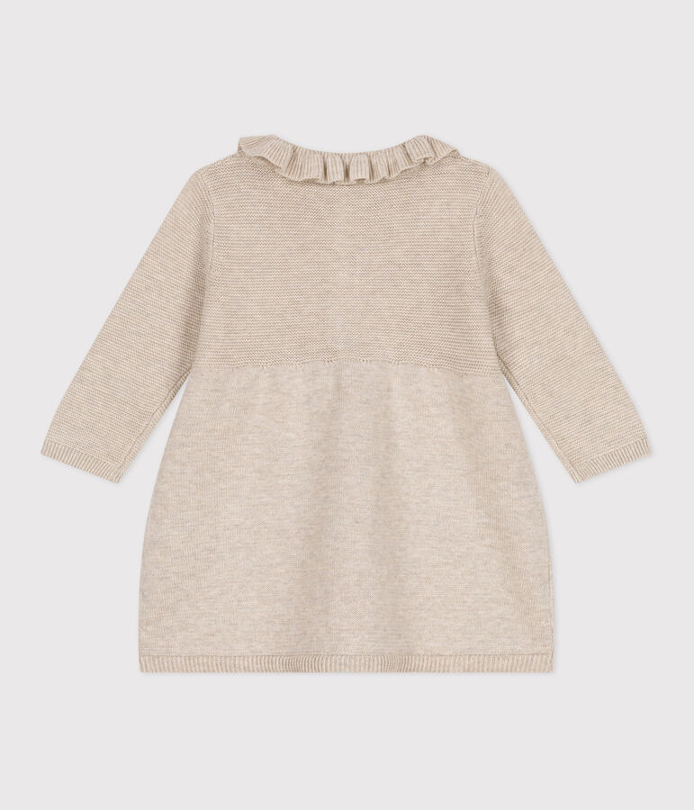 Lang&auml;rmeliges Baby-Kleid aus Baumwollstrick beige