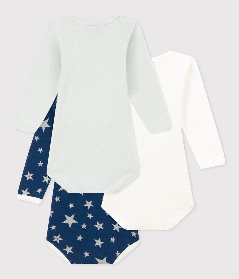 3er-Set kurz&auml;rmelige Baby-Bodys aus Baumwolle mit phosphoreszierenden Sternen vielfarbig