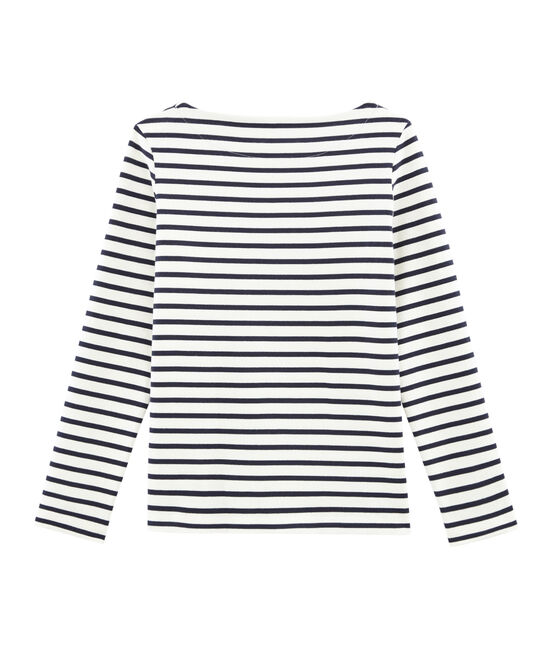 Emblematisches Streifenshirt für Damen beige COQUILLE/blau SMOKING