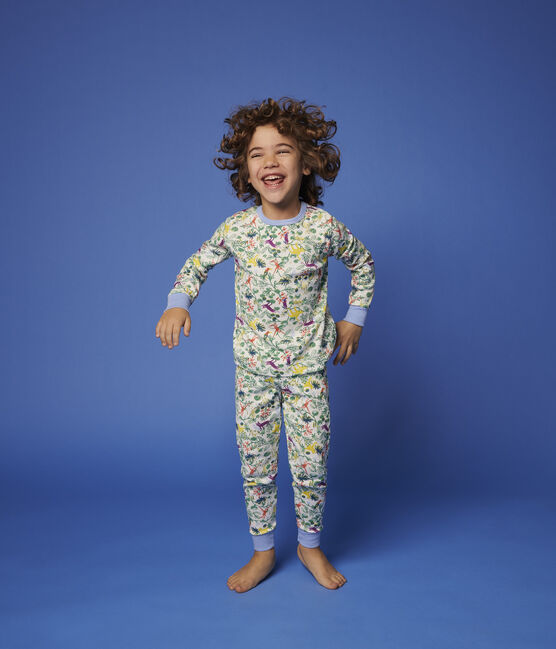 Kinderpyjama aus Baumwolle mit Dschungelmotiv für Jungen weiss MARSHMALLOW/weiss MULTICO