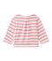 Gestreifter Baby-Mädchen-Cardigan weiss MARSHMALLOW/rosa PETAL