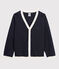 Kinder-Cardigan aus Wolle und Baumwolle für Jungen blau SMOKING/weiss MARSHMALLOW