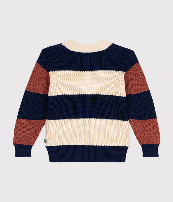 Gestreifter Kinderpullover aus Baumwolle weiss AVALANCHE/ MULTICO