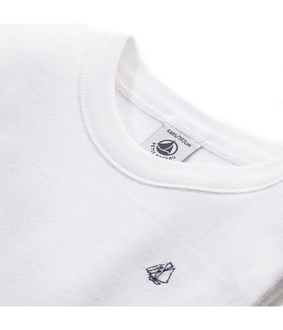 T-Shirt, Langarm, für Jungen aus angerauter Baumwolle weiss Ecume
