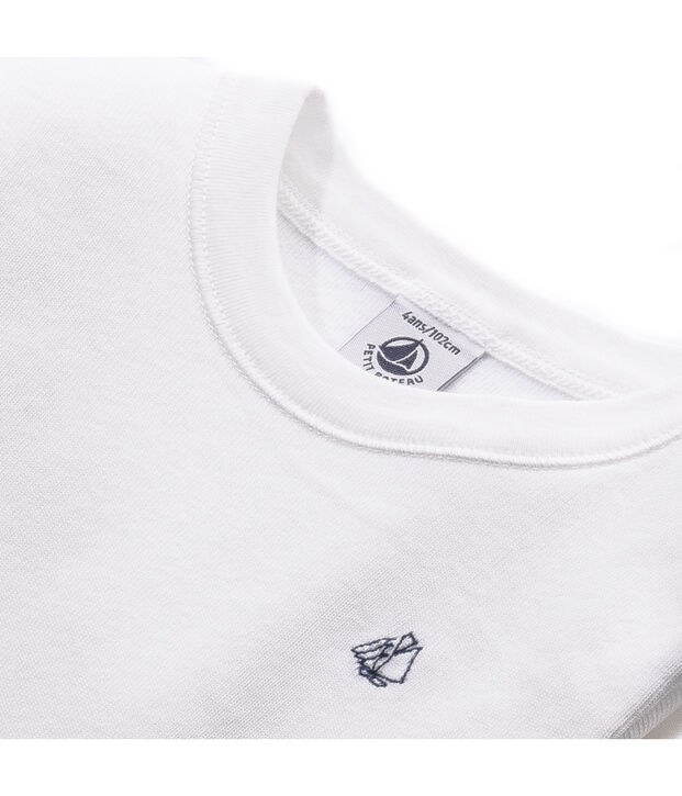 T-Shirt, Langarm, f&uuml;r Jungen aus angerauter Baumwolle weiss Ecume