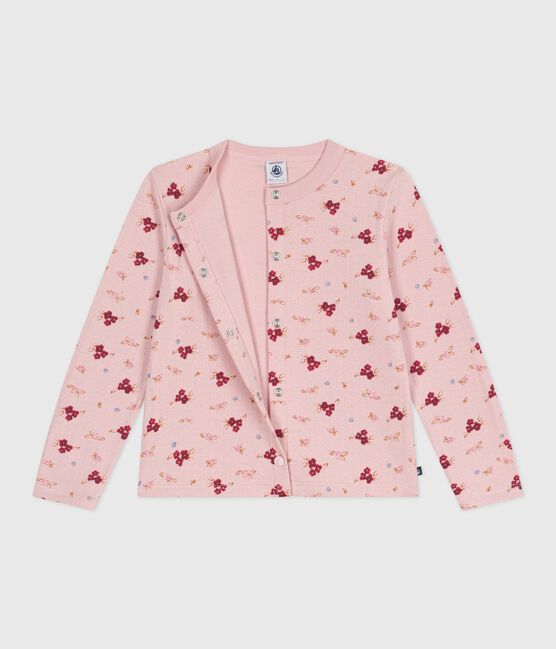 Kinder-Cardigan aus bedruckter Baumwolle  rosa JOLI/weiss MULTICO