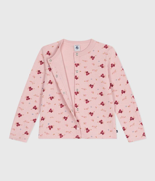 Kinder-Cardigan aus bedruckter Baumwolle rosa/vielfarbig