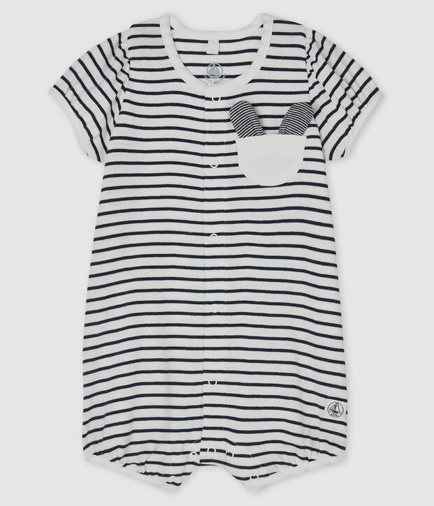 Baby-Spieler aus Rippstrick f&uuml;r M&auml;dchen weiss/blau