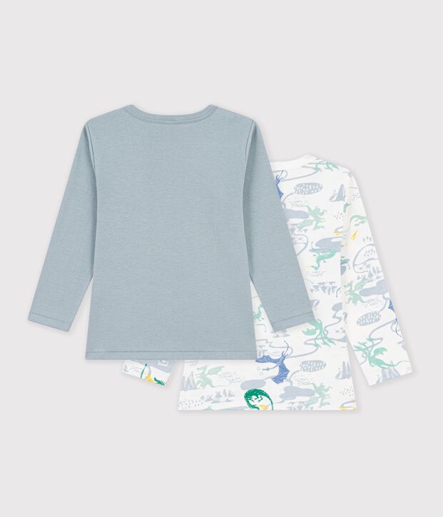 Set lang&auml;rmeliger Kinder T-Shirts aus Baumwolle mit Drachenmotiv vielfarbig