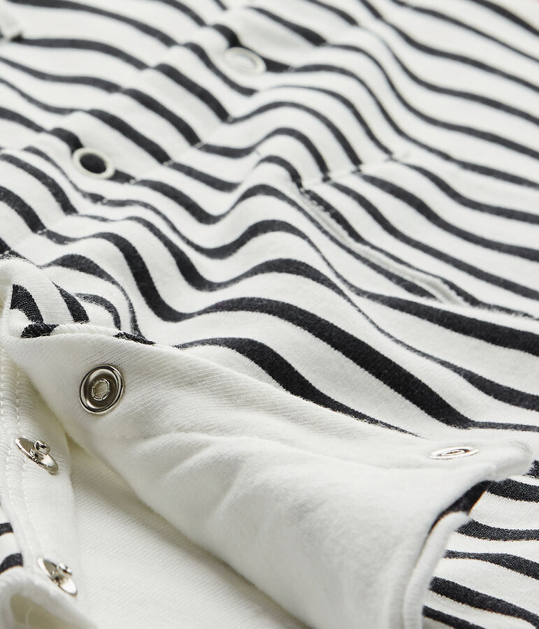 Gestreifter Baby-Jungen-Overall mit Matrosenkragen weiss LAIT/blau SMOKING/ TERKUIT