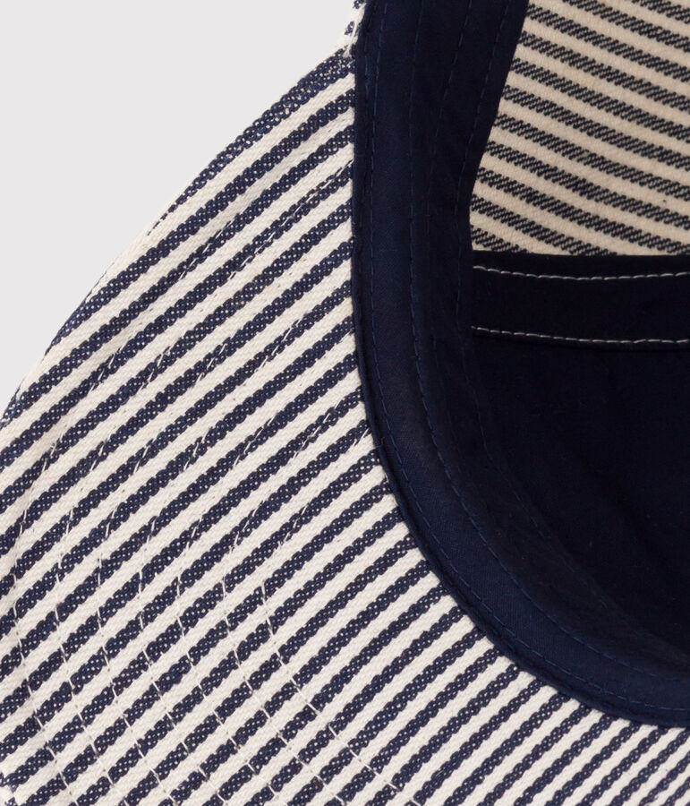 Babykappe Petit Bateau Family aus Canvas blau/weiss