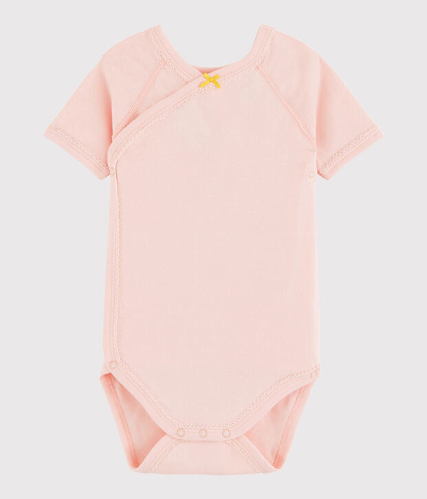 Kurz&auml;rmeliger Baby-Body in Wickelform M&auml;dchen rosa