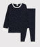 Kinderpyjama aus Rippstrick mit Sternenmuster blau SMOKING/weiss MARSHMALLOW