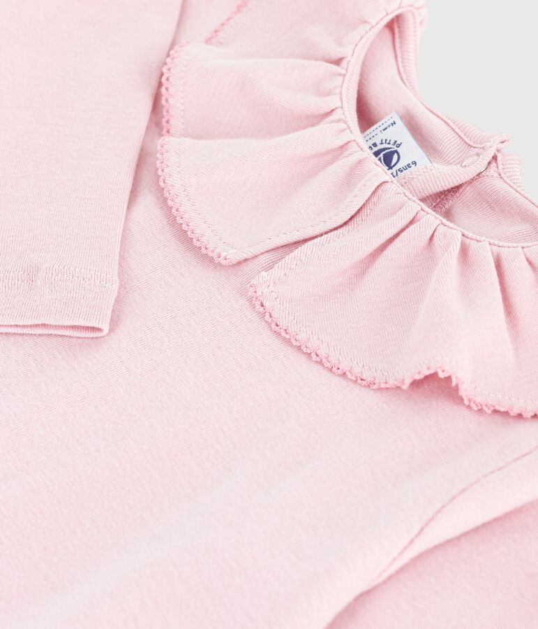 Lang&auml;rmeliges Kinder-T-Shirt aus einfarbiger Baumwolle rosa